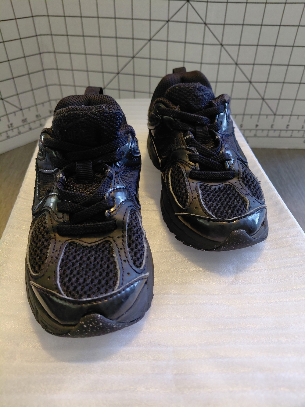 Nike Kids Black Mesh and Patent Sneakers